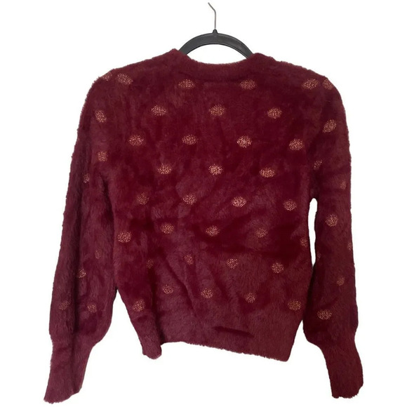 Marine Layer Arielle Crewneck Fuzzy Soft Sweater Burgundy Red Size Small - Picture 3 of 7